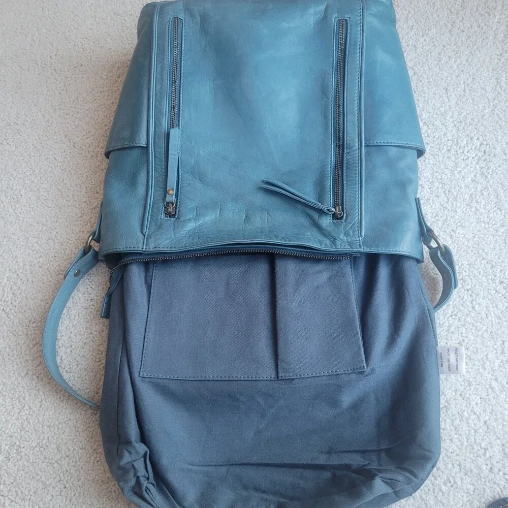 Like New NorthStyle Zip Genuine Leather Blue Color Shoulder Bag